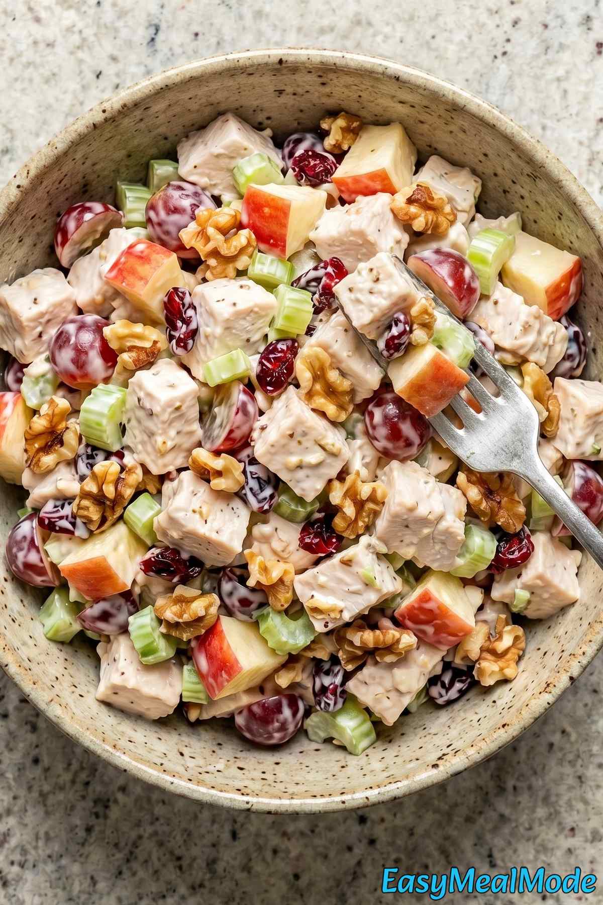 Crunchy chicken salad with apples & walnuts
