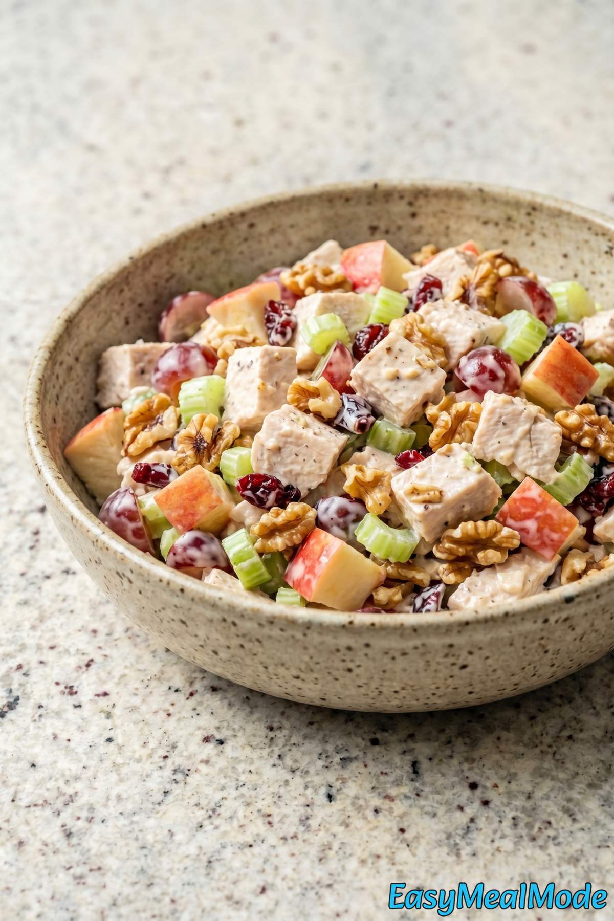 Refreshing chicken salad with apples walnuts