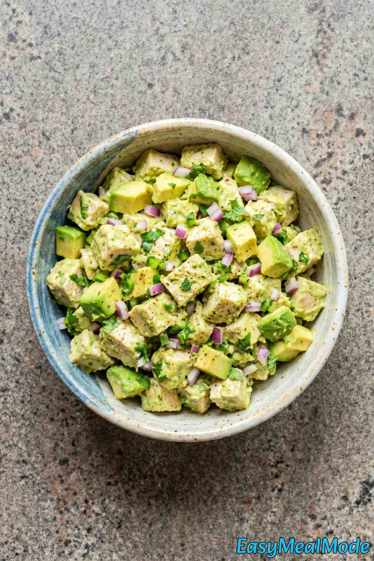 Healthy chicken salad with avocado & lime