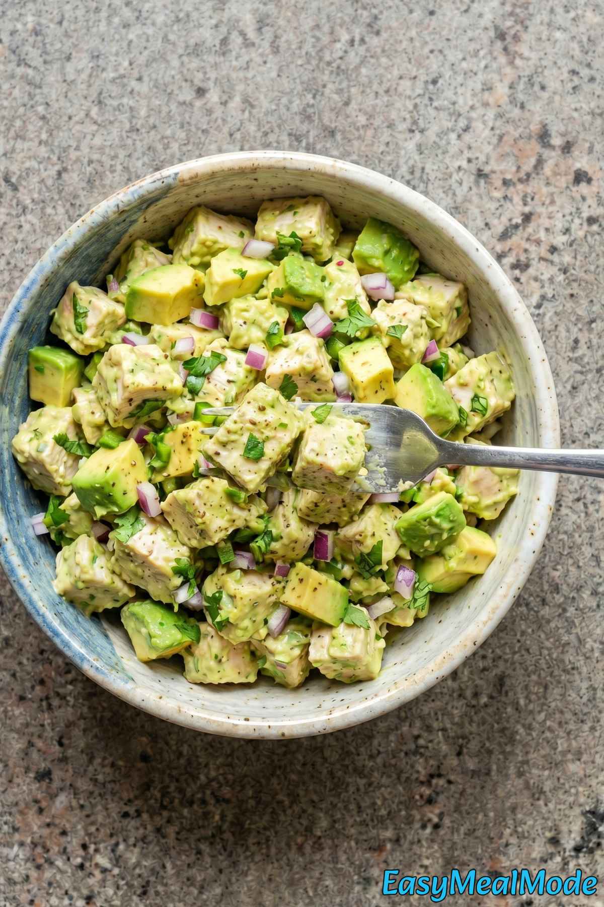 Light chicken salad with creamy avocado & lime