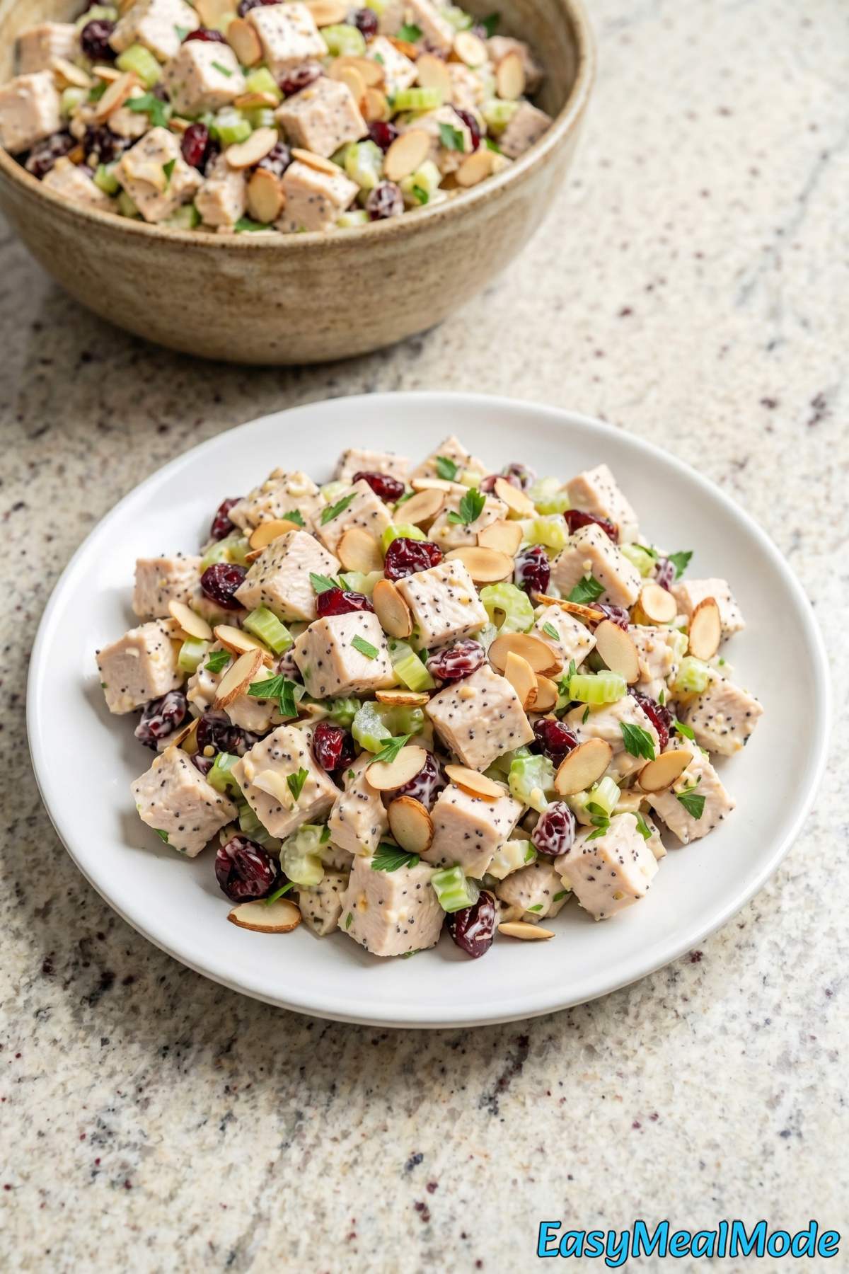 Crunchy chicken salad with cranberries & almonds