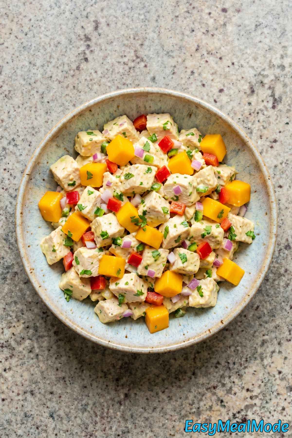 Tropical chicken salad with mango cilantro lime