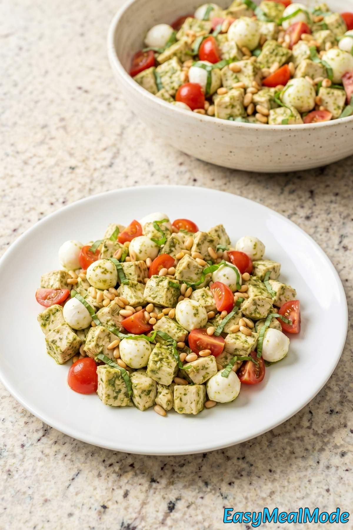 Tender chicken salad with pesto & mozzarella