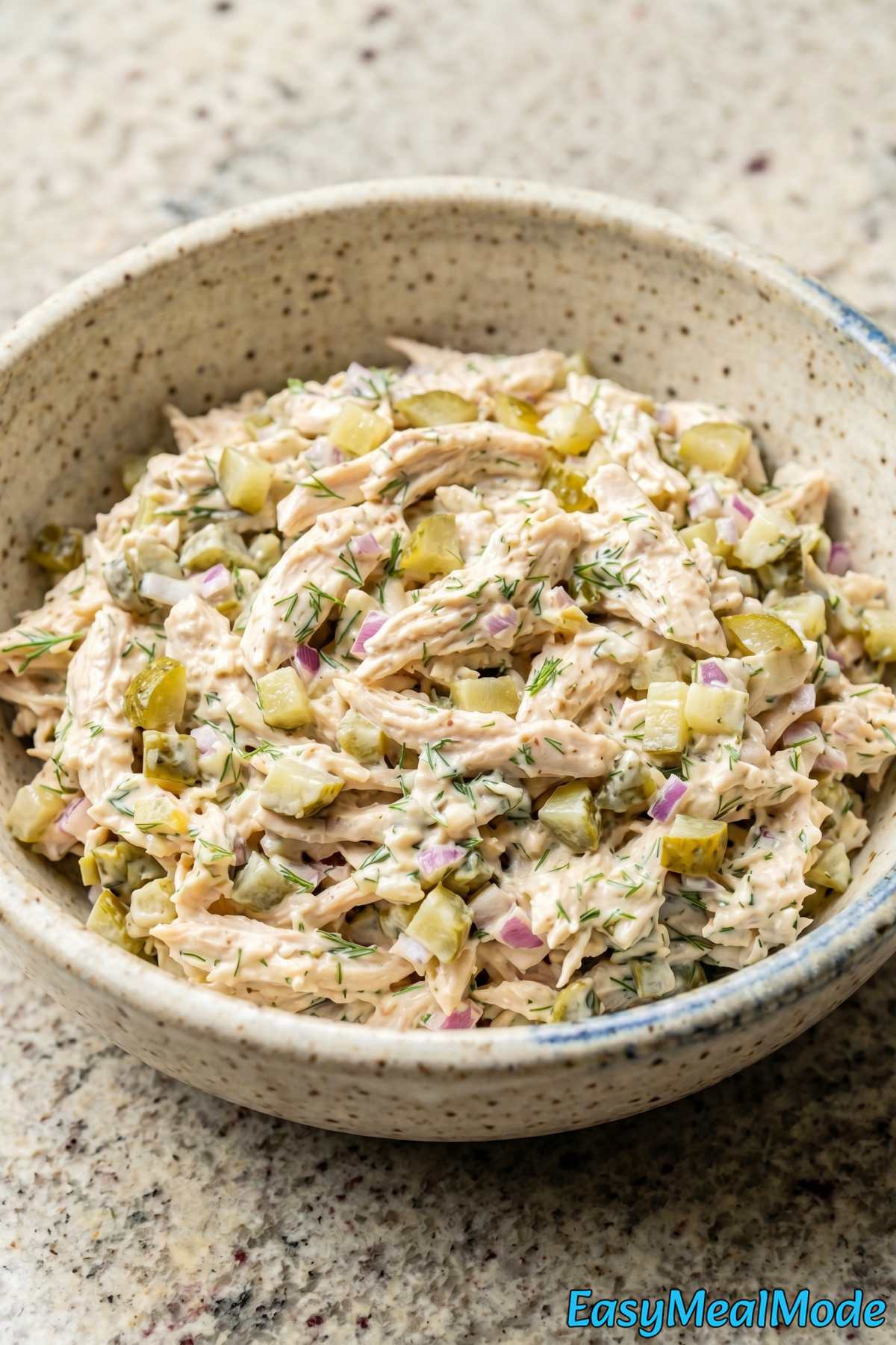 Creamy chicken salad with pickles & fresh dill