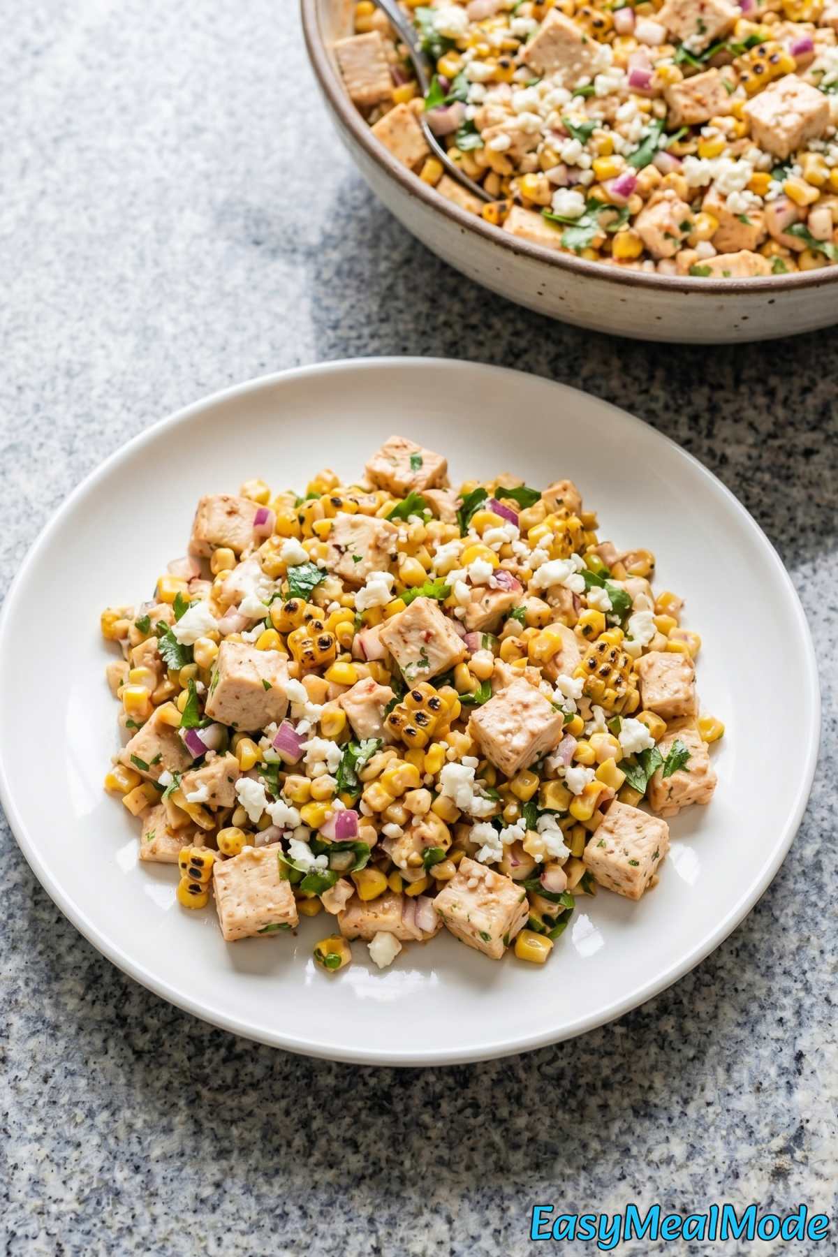 Smoky chicken salad with street corn & chipotle