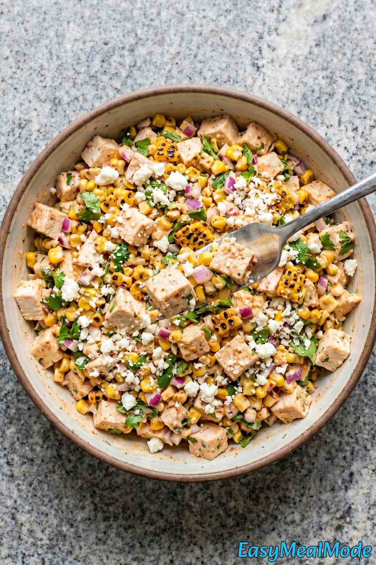 Fresh chicken salad with street corn & chipotle