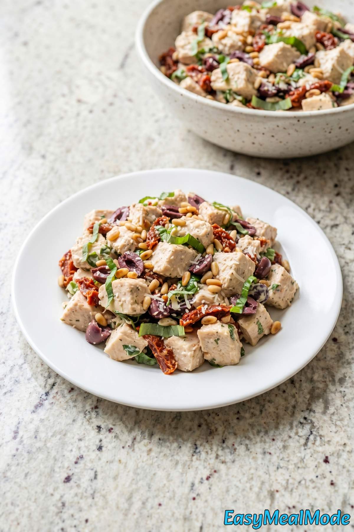 Tender chicken salad with sundried tomatoes basil
