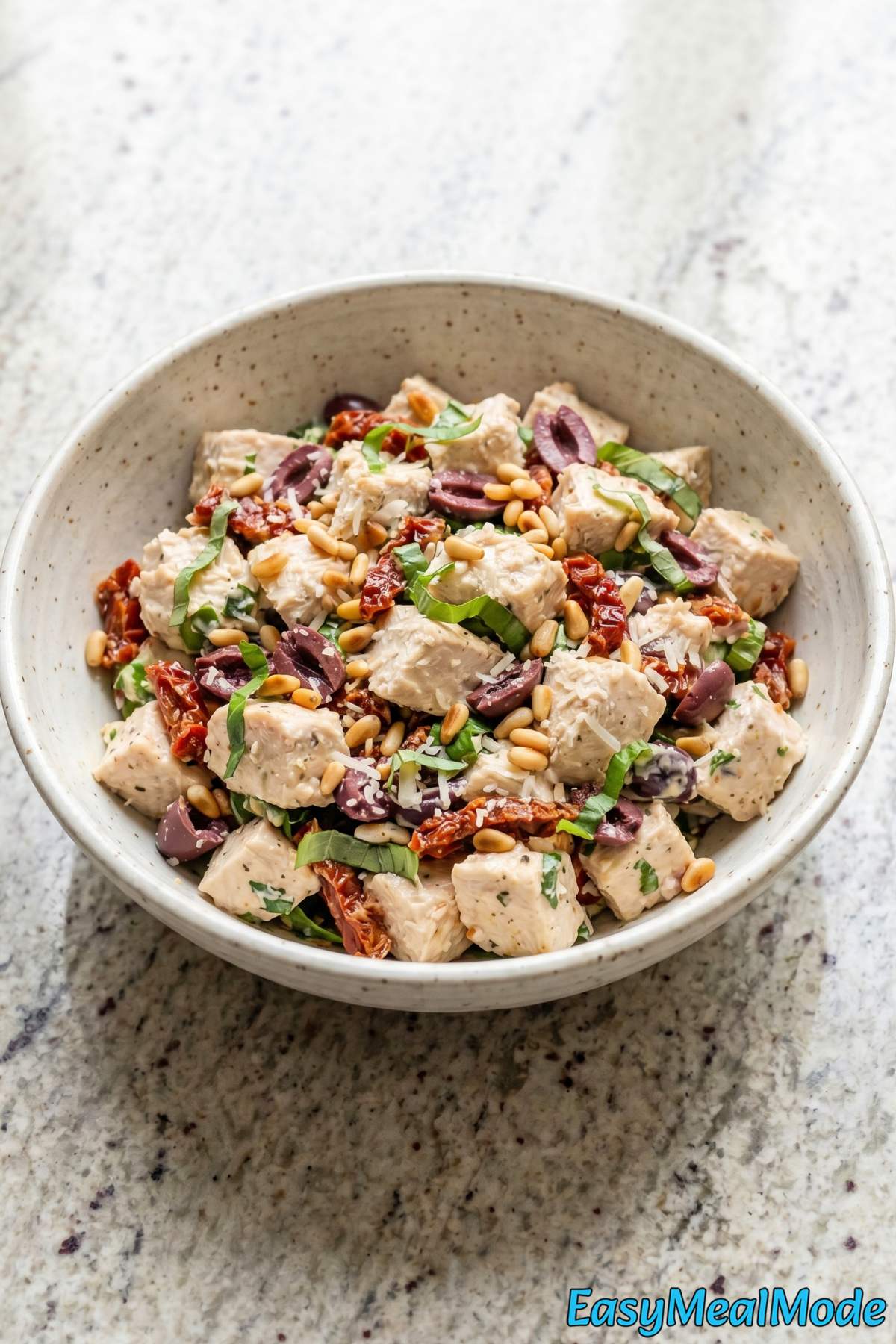 Flavorful chicken salad sundried tomatoes and basil
