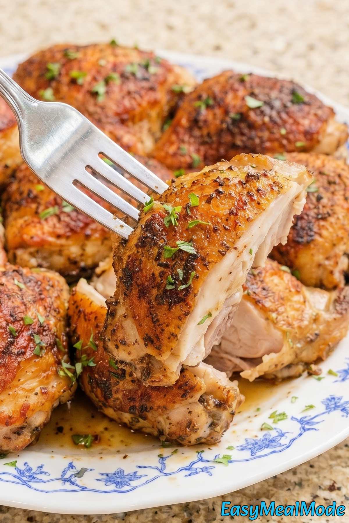Seasoned high protein baked chicken thighs