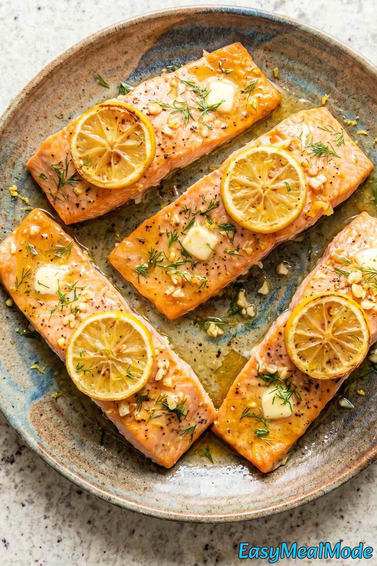 Tender baked salmon with fresh lemon dill