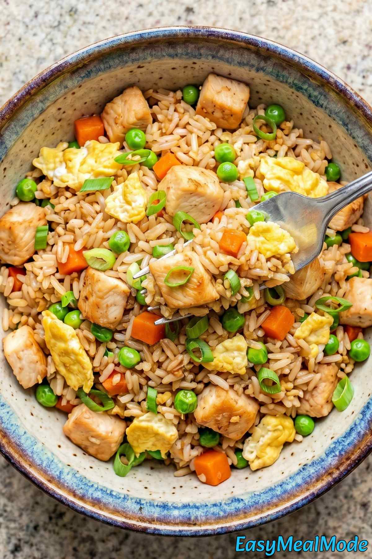 Savory high protein chicken fried rice