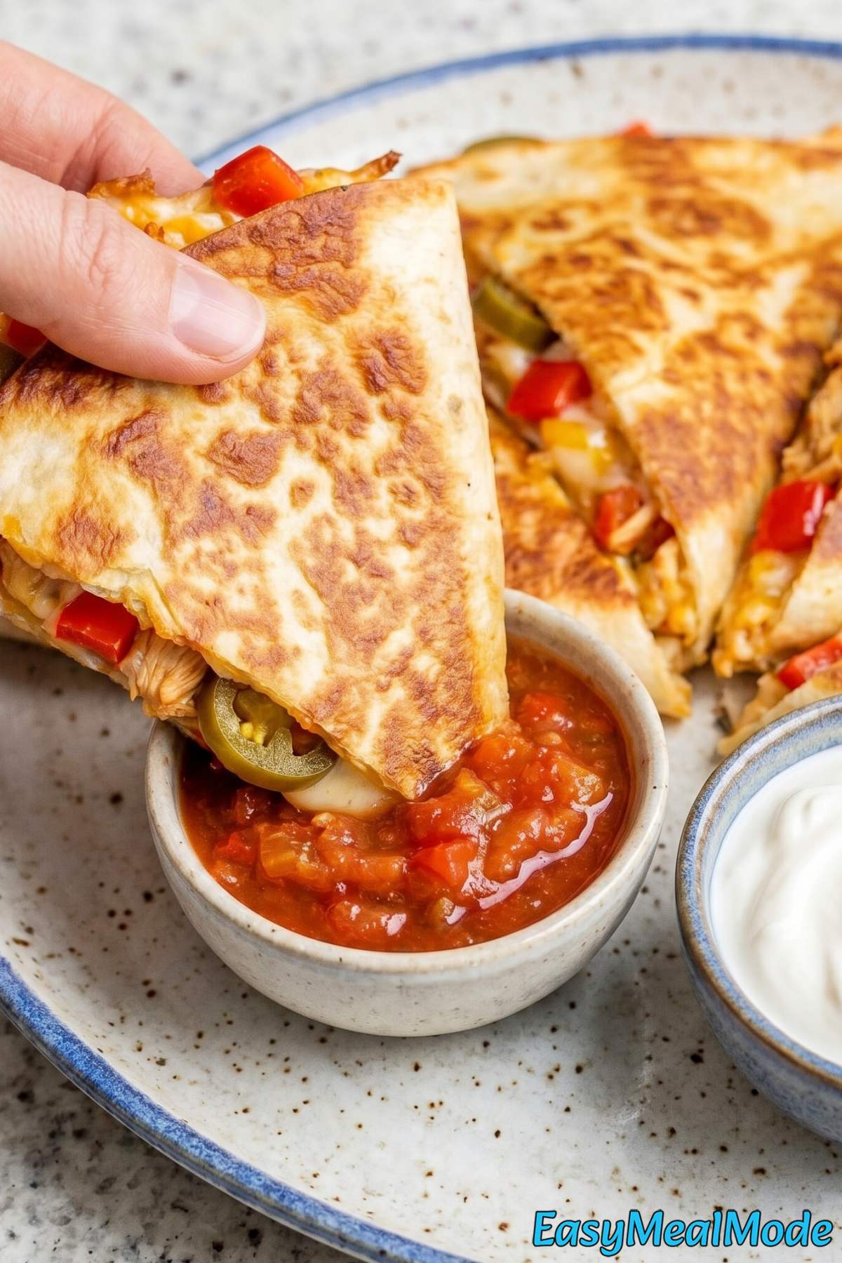 Savory high protein chicken quesadilla slice
