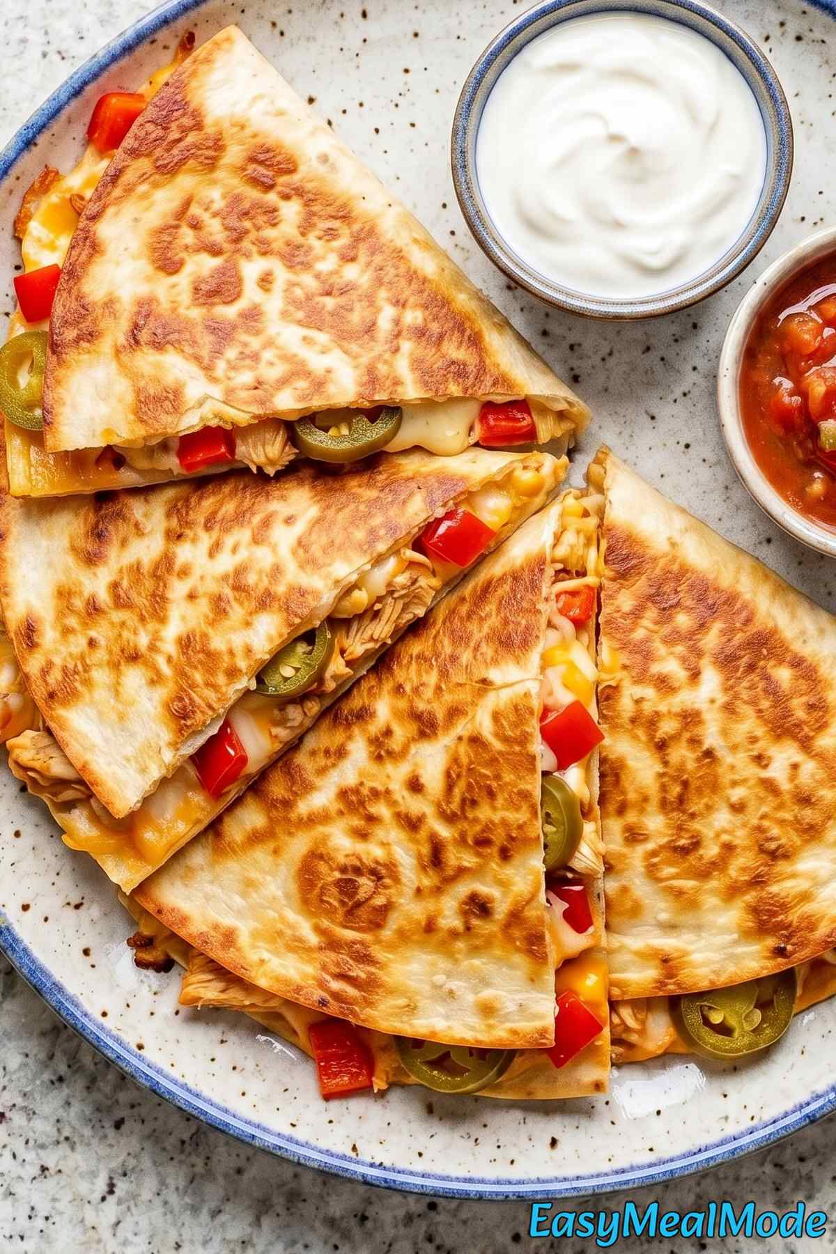 Stuffed high protein chicken quesadilla