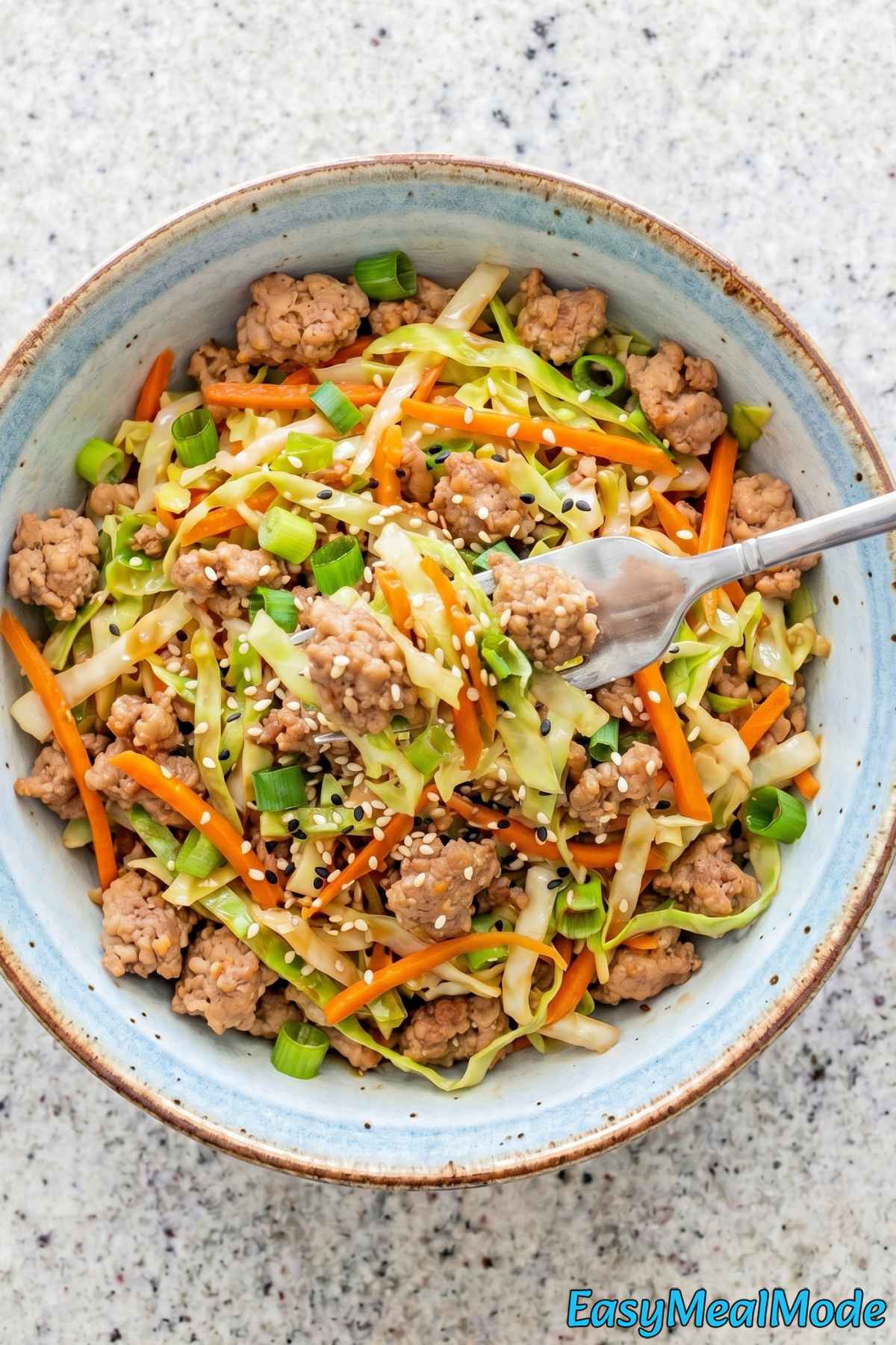 Flavorful high protein egg roll in a bowl