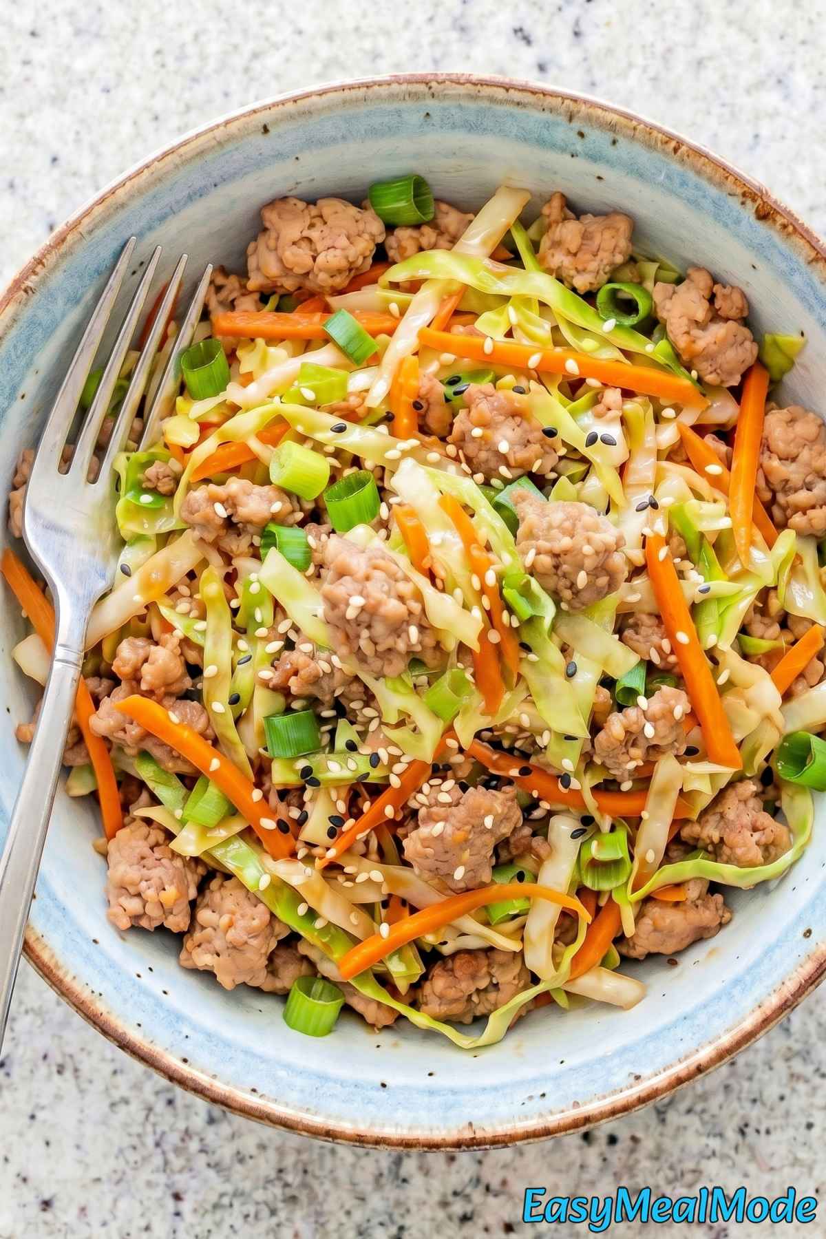Delicious high protein egg roll in a bowl