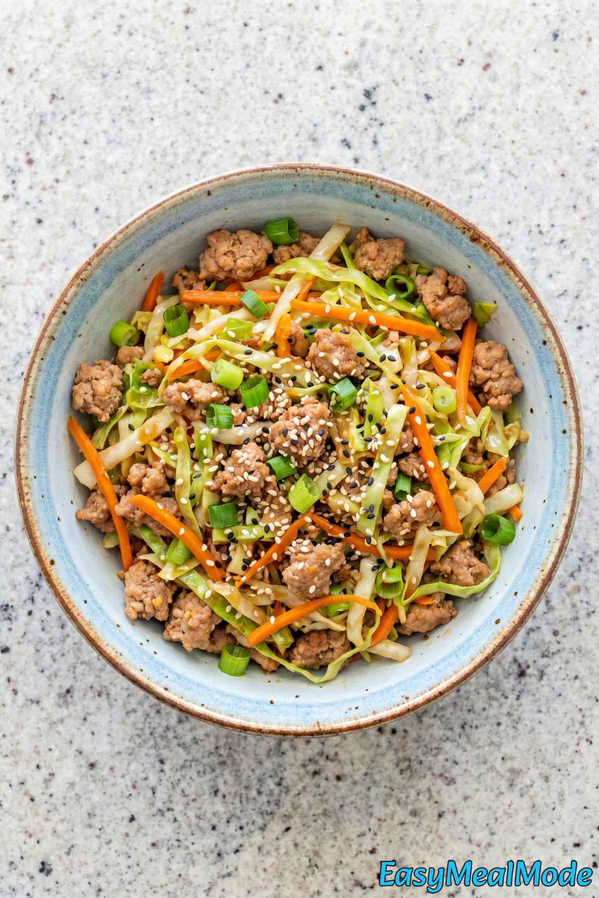 Fresh high protein egg roll in a bowl