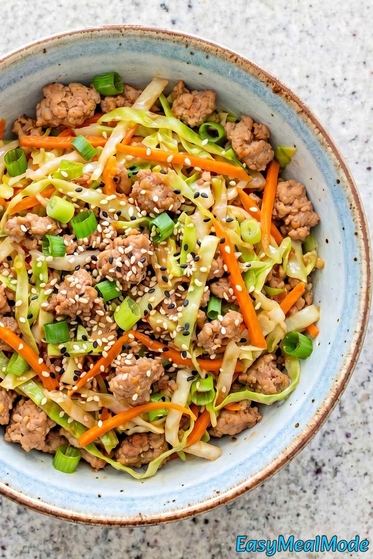 Homemade high protein egg roll in a bowl
