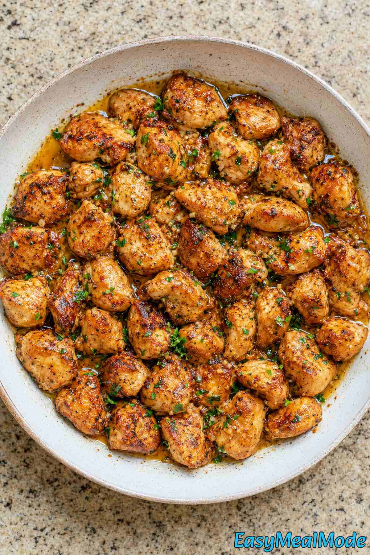 Sizzling high protein garlic butter chicken bites