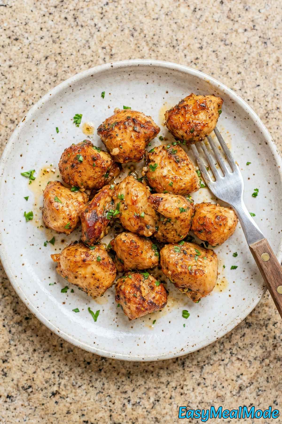 Golden high protein garlic butter chicken bites