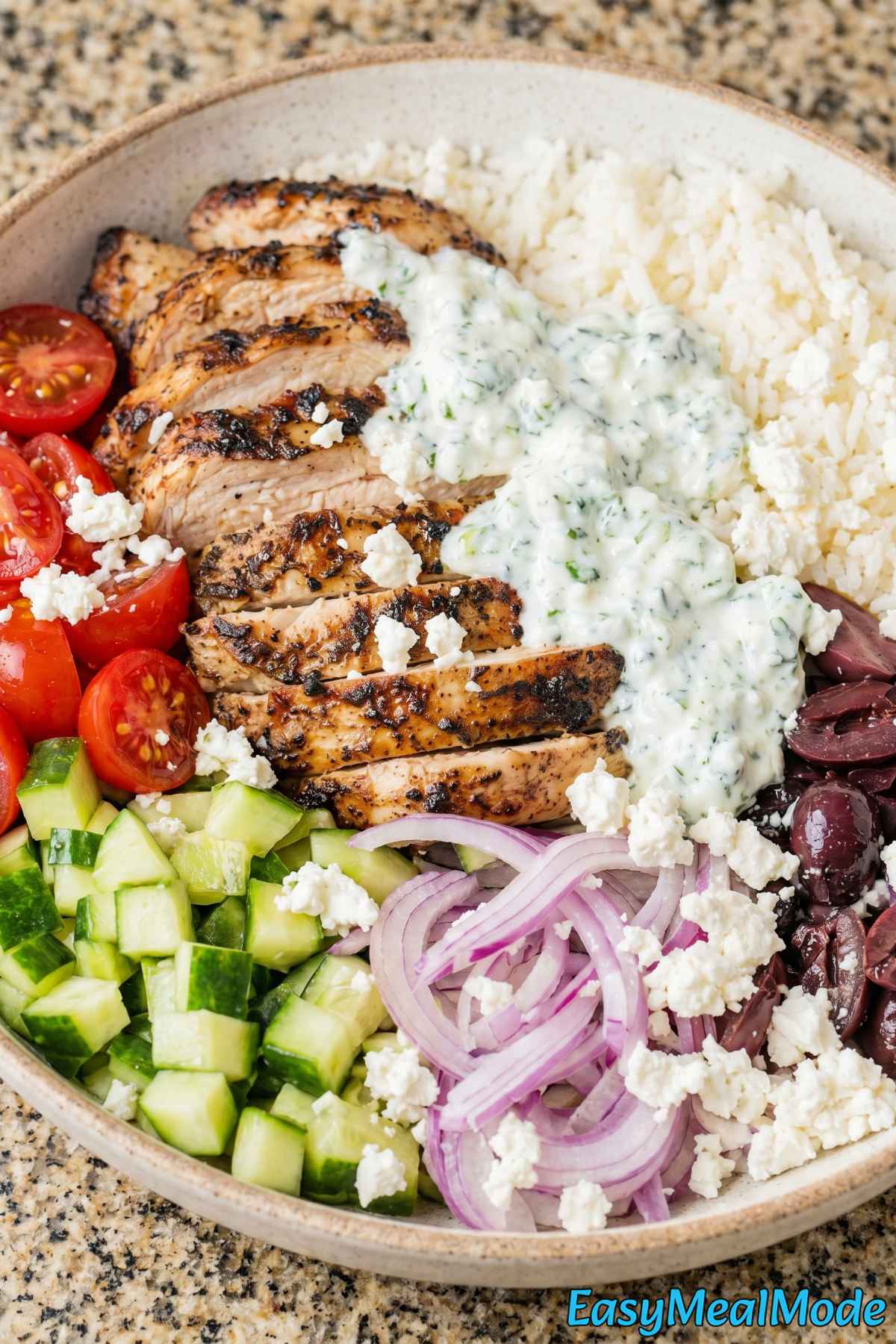 Light high protein Greek chicken bowl recipe