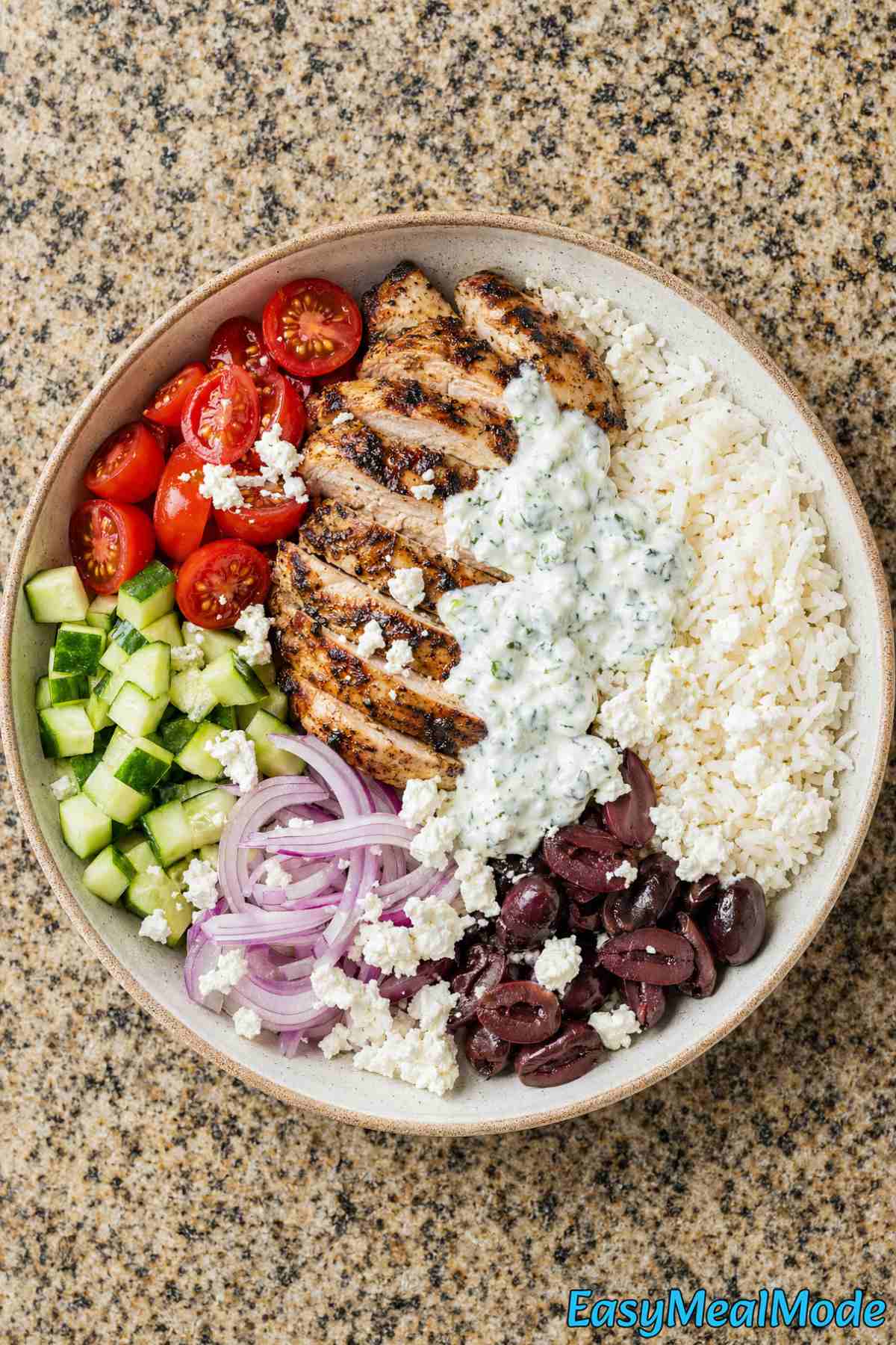 Tender high protein Greek chicken bowl