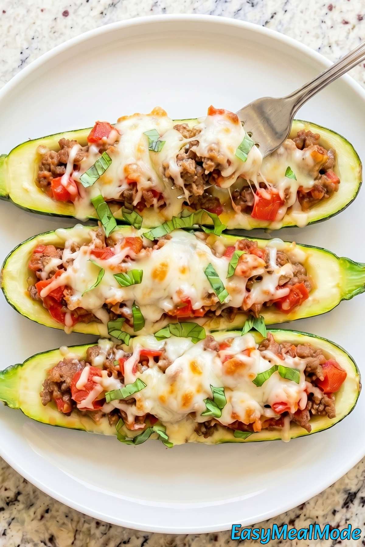 Hearty high protein stuffed zucchini