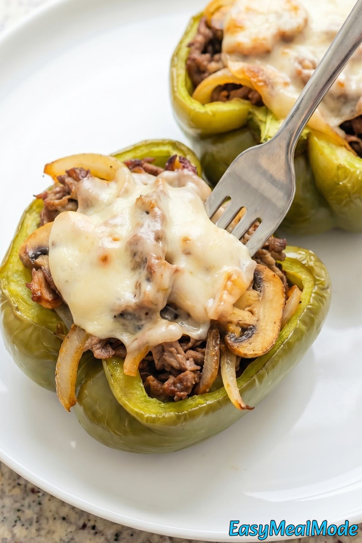 Homemade Philly cheesesteak stuffed peppers