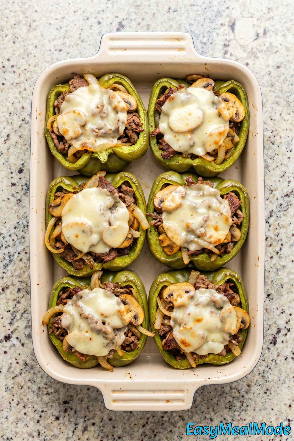 Juicy high protein stuffed peppers closeup