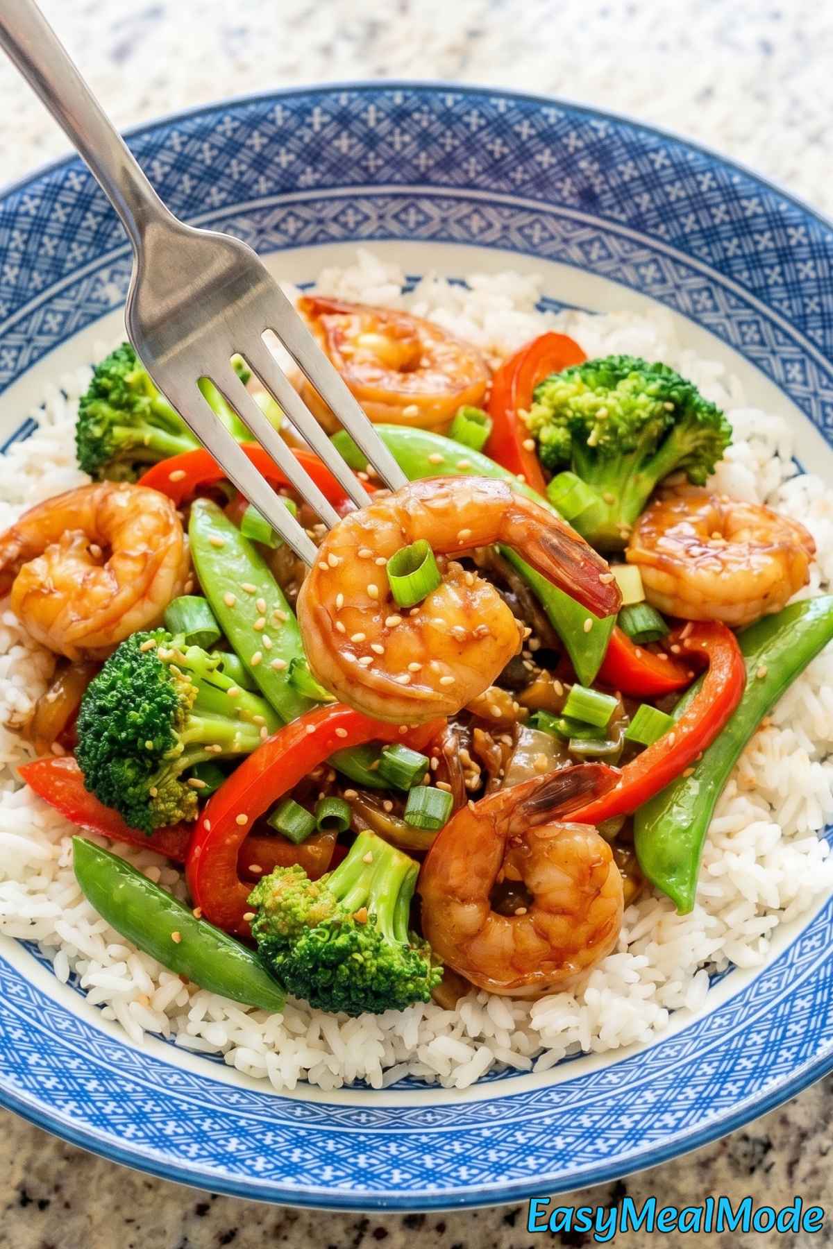 Wholesome high protein shrimp stir fry