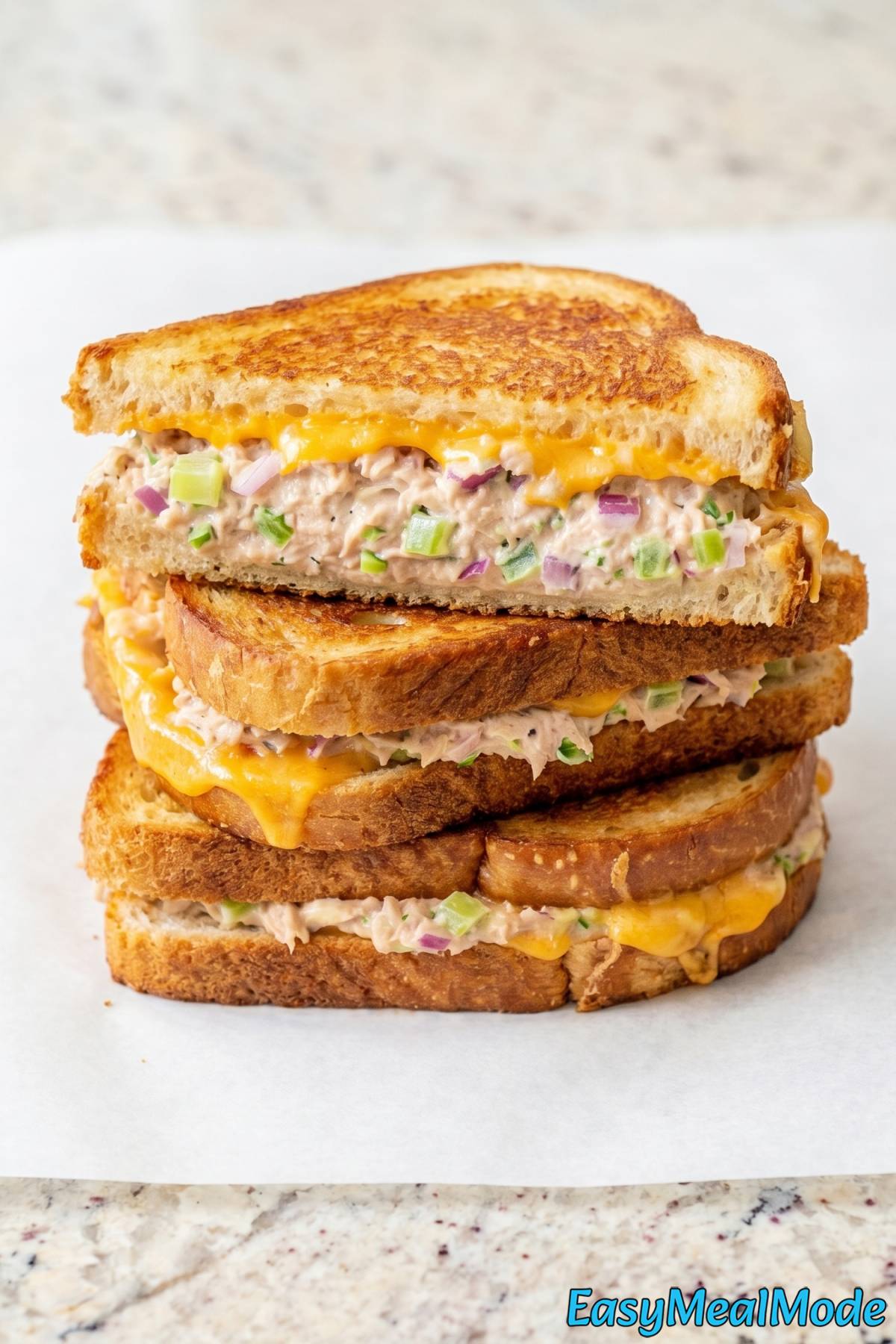 Crispy high protein tuna melt sandwich