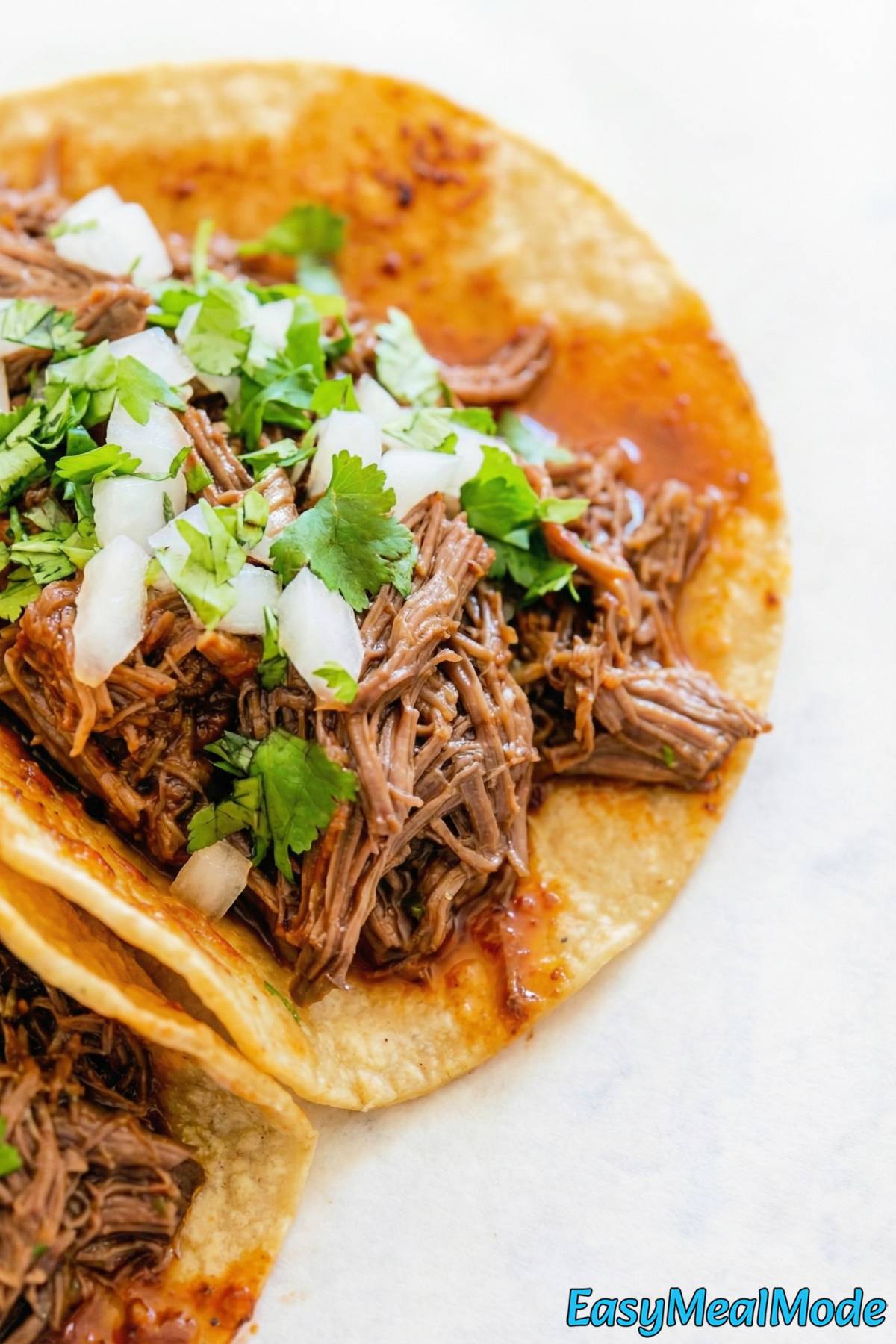 Golden Instant Pot birria tacos on a platter