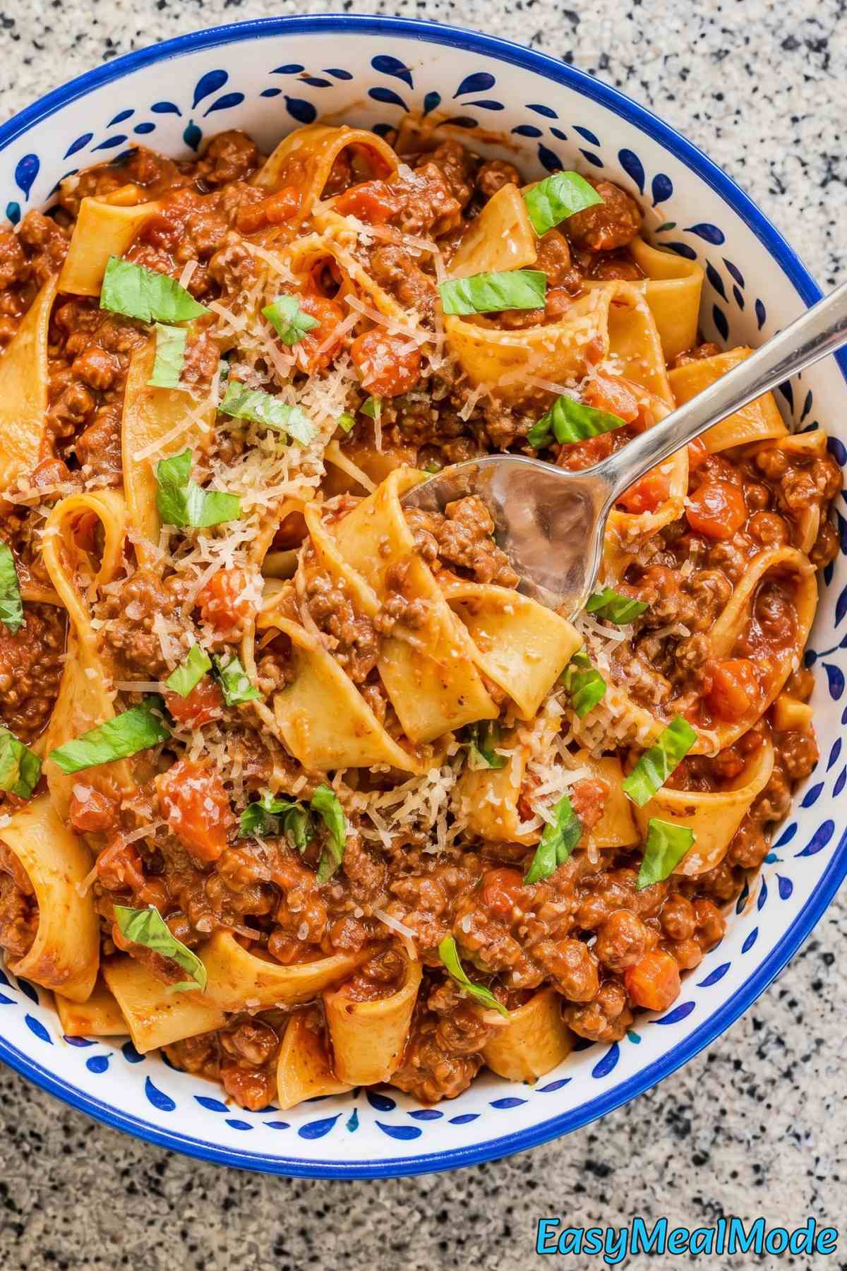 Homemade Instant Pot Bolognese on plate