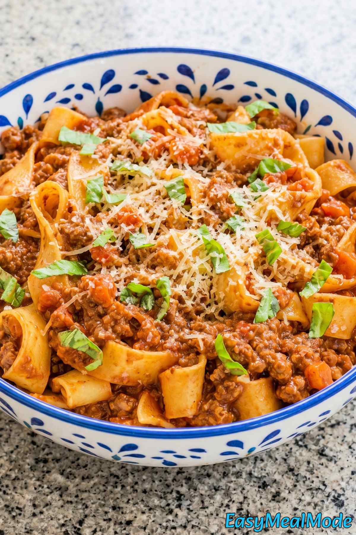 Warm Instant Pot Bolognese with parmesan