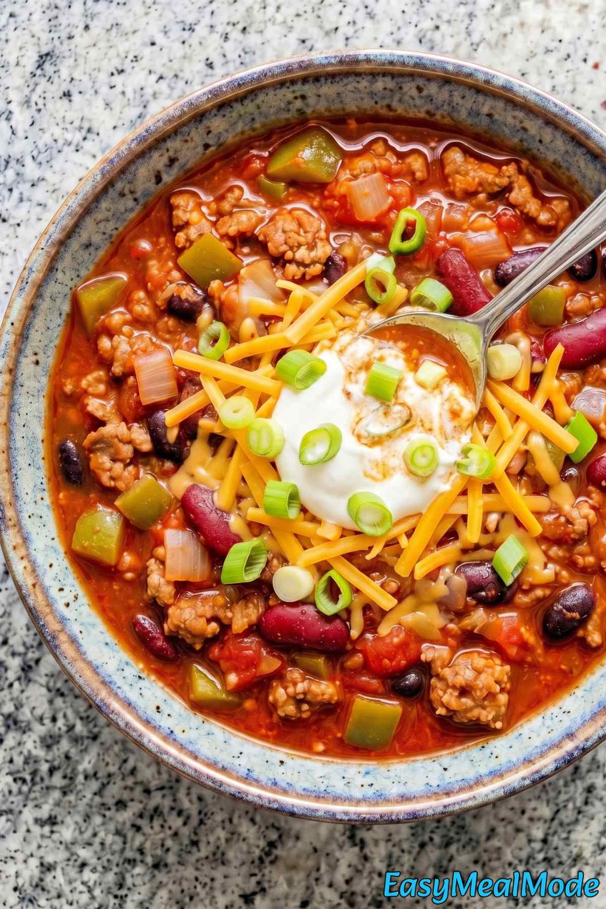 Warm bowl of Instant Pot chili