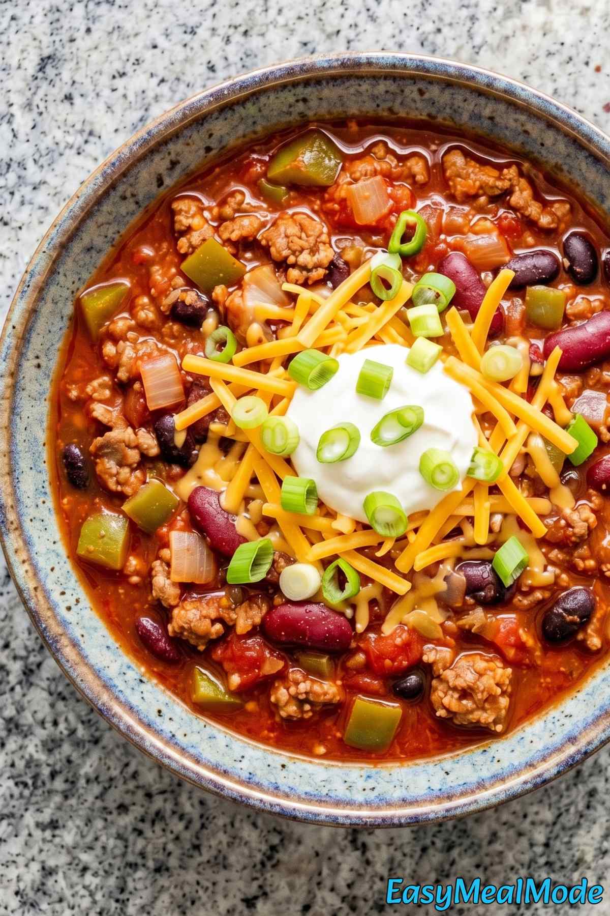 Homemade Instant Pot chili served hot