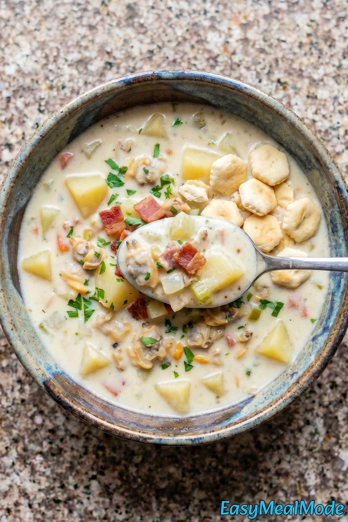 Comforting Instant Pot clam chowder served warm