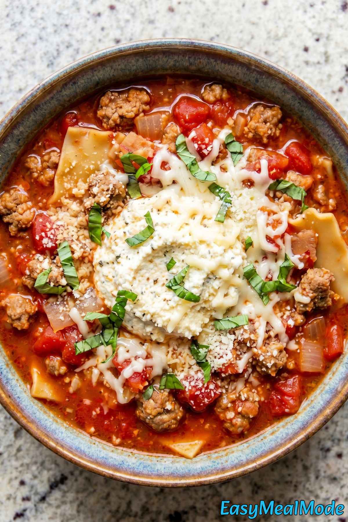 Savory Instant Pot lasagna soup serving