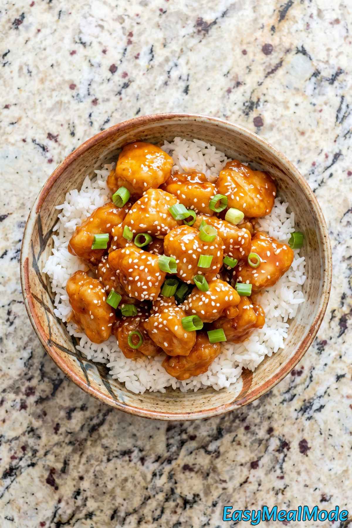 Sticky Instant Pot orange chicken bowl