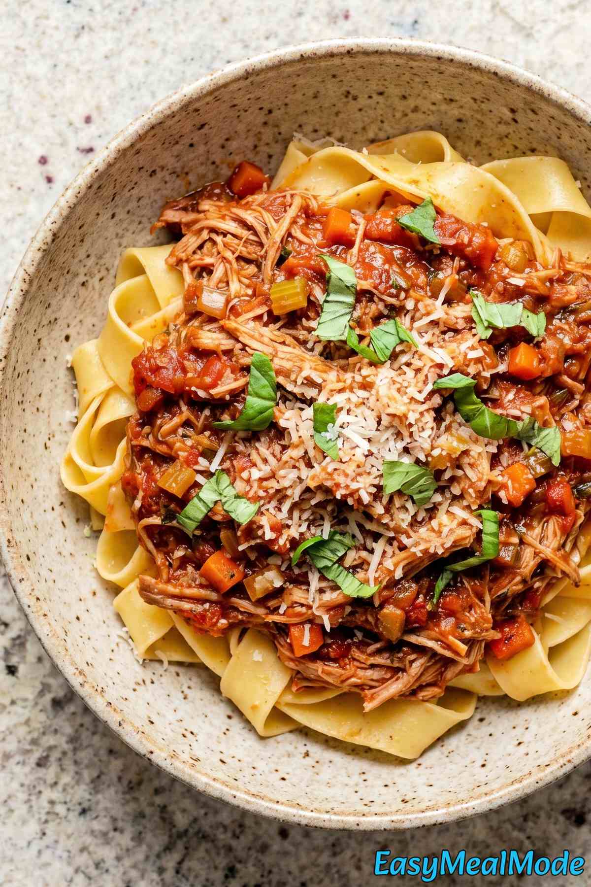 Rustic Instant Pot Pork Ragu on a plate