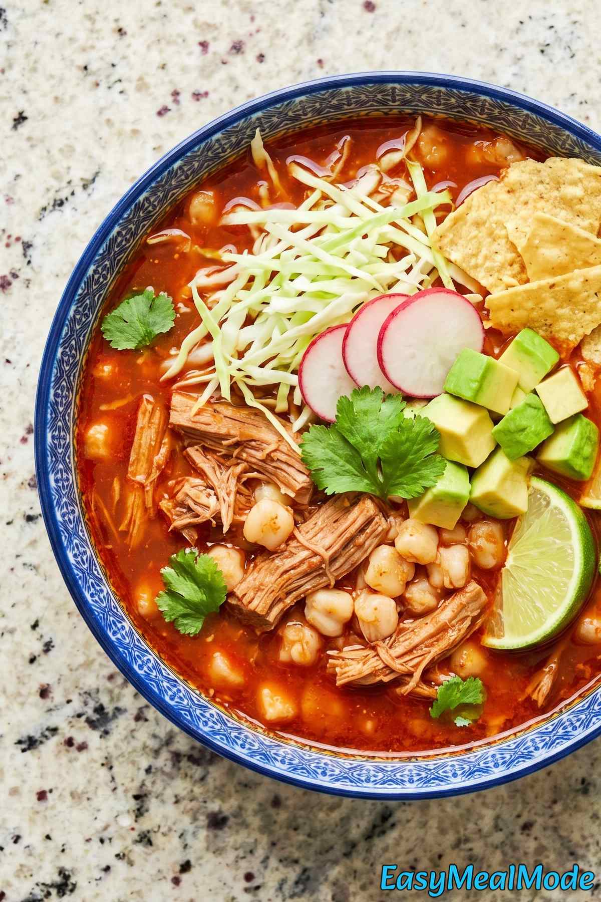 Warm Instant Pot Pozole Rojo closeup