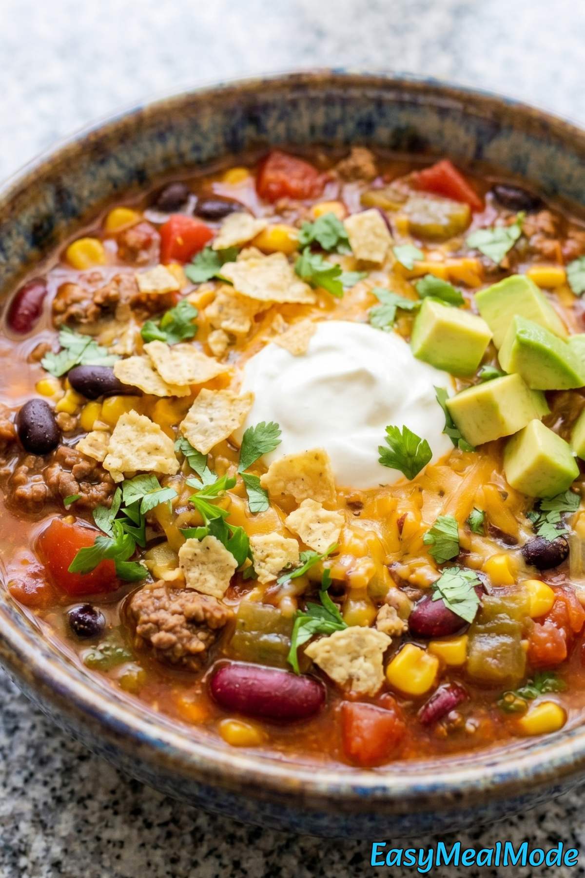Savory Instant Pot taco soup with cheese