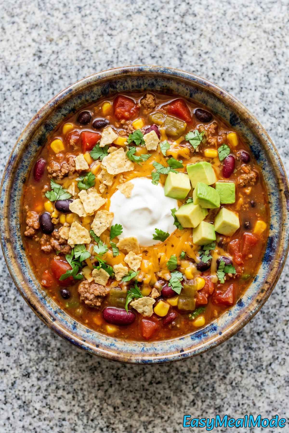 Comforting Instant Pot taco soup closeup