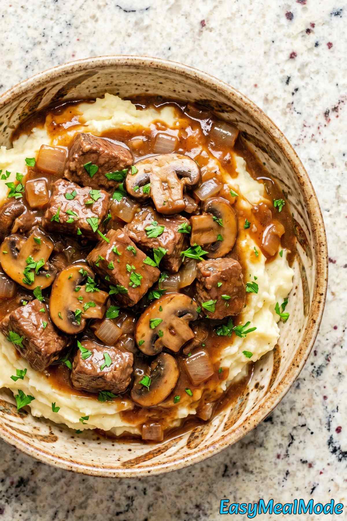 Rich slow cooker beef tips & gravy