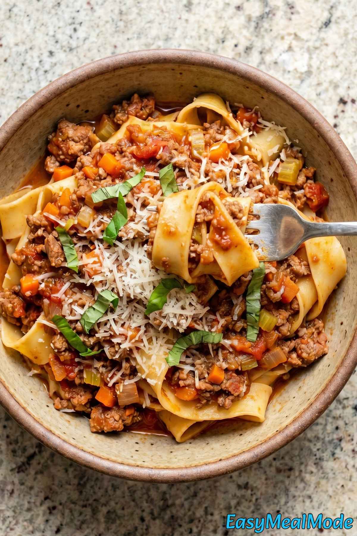 Rustic slow cooker bolognese with herbs