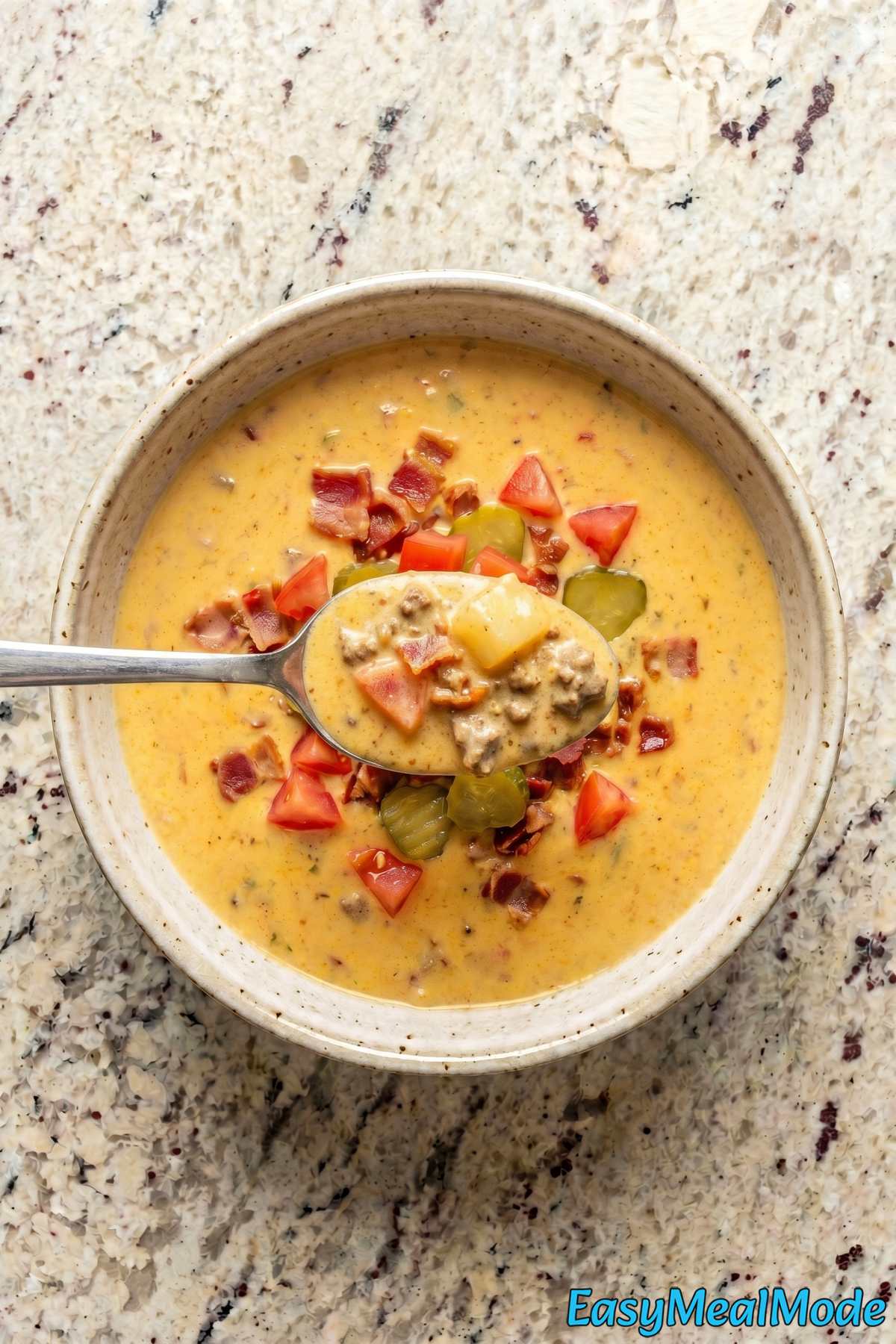 Homemade slow cooker cheeseburger soup