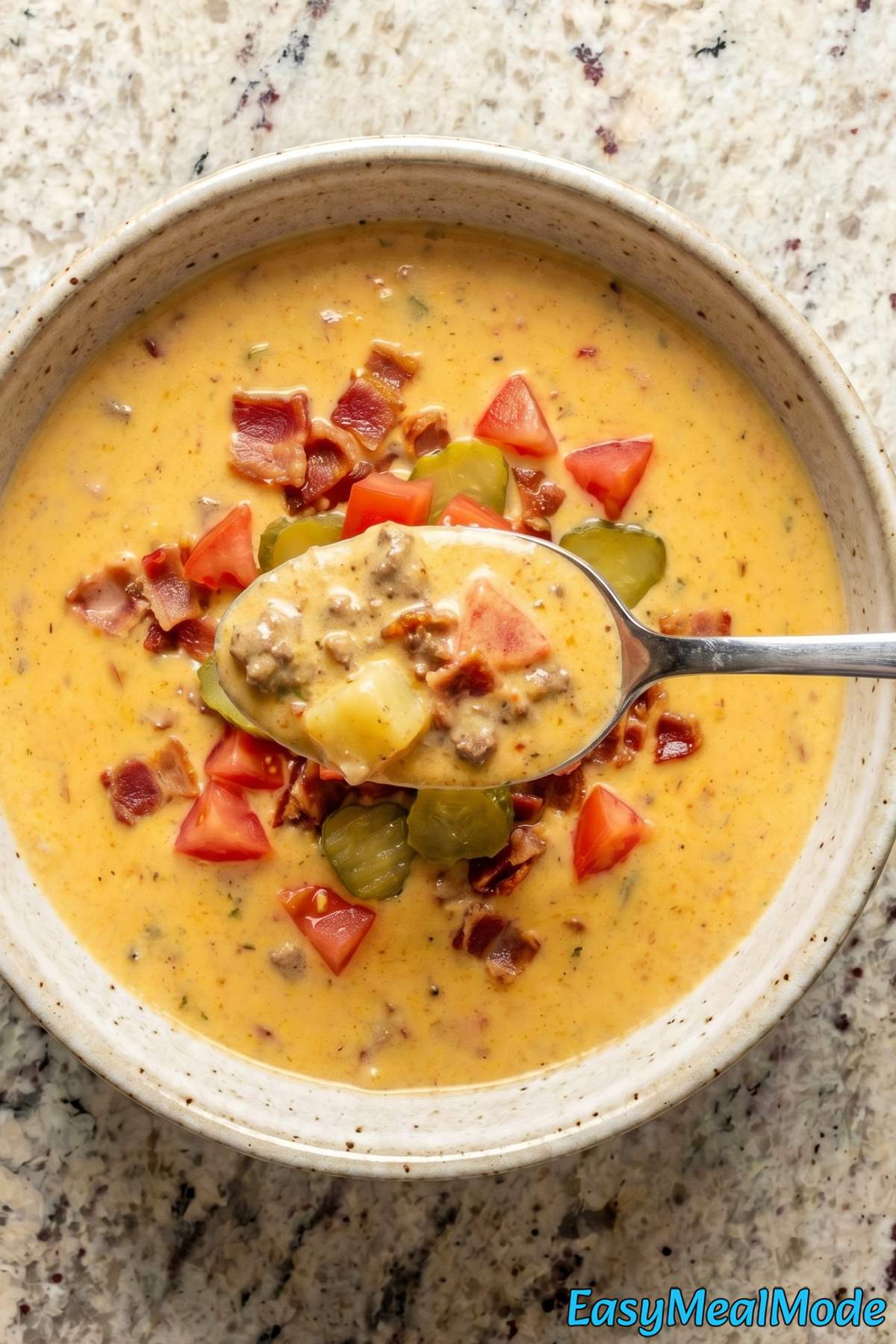 Satisfying slow cooker cheeseburger soup