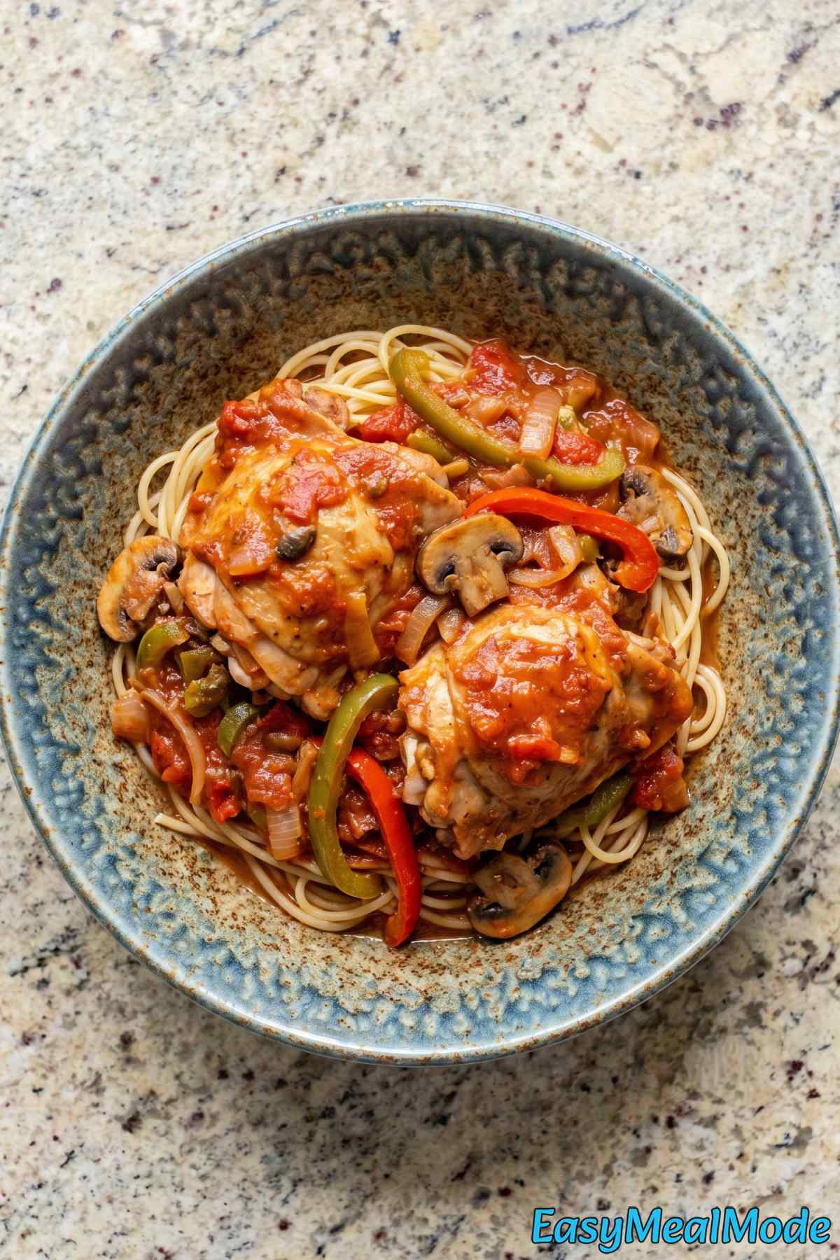 Rustic slow cooker chicken cacciatore