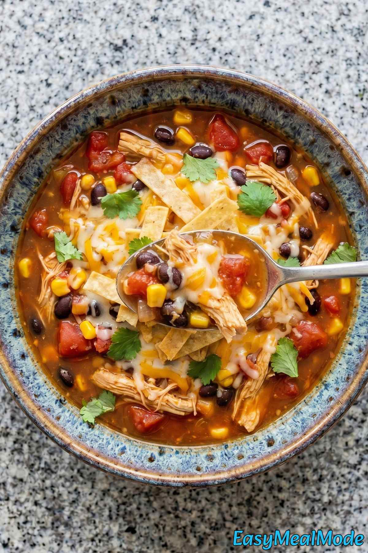 Zesty chicken enchilada soup from slow cooker