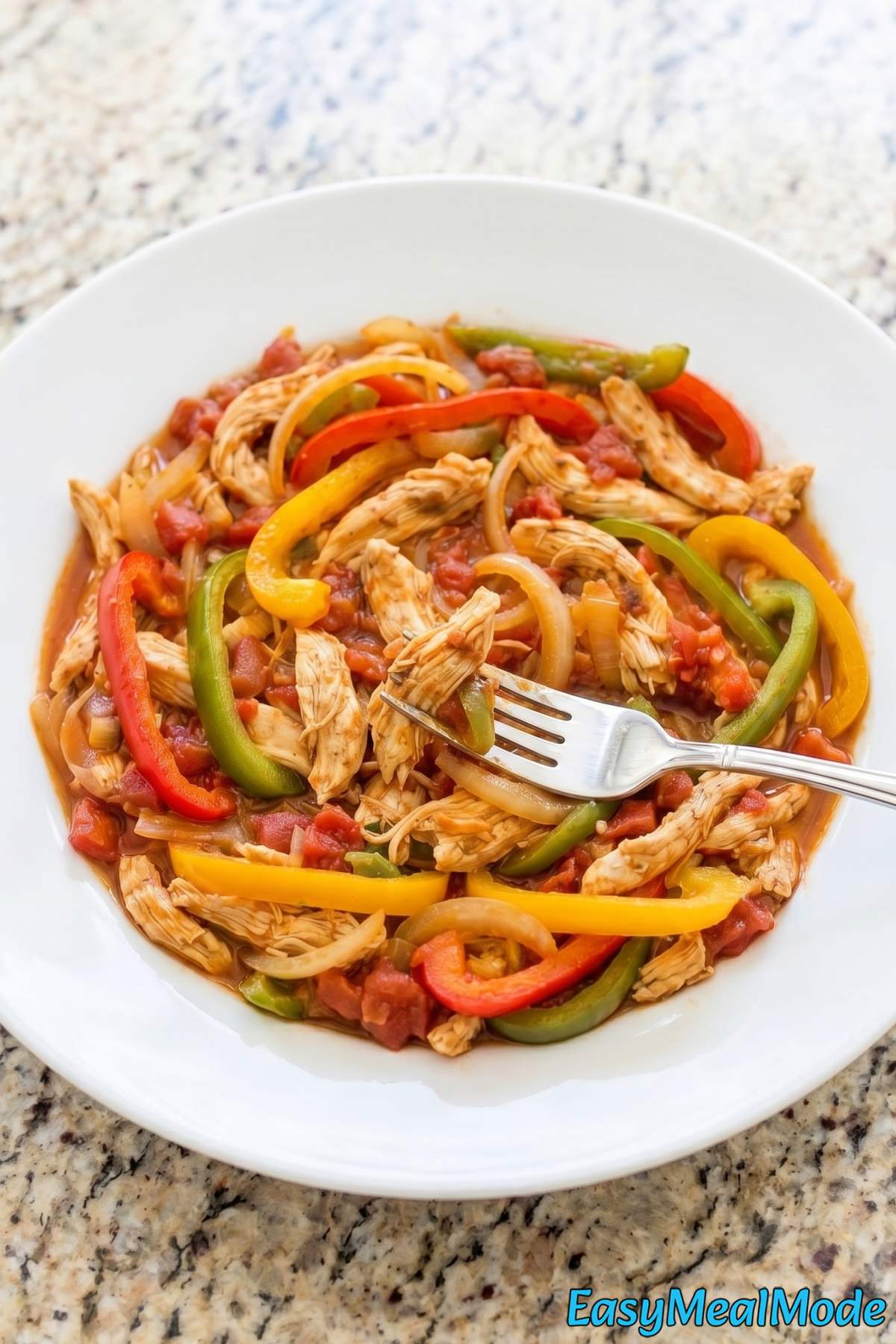 Colorful slow cooker chicken fajitas
