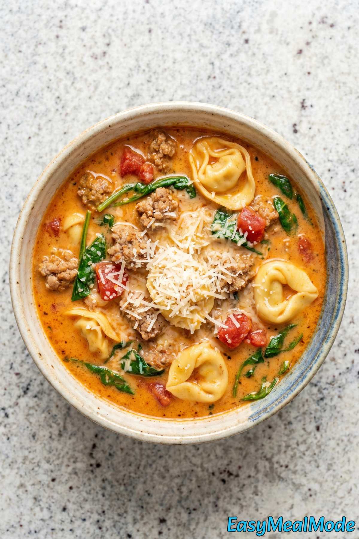 Savory creamy tortellini soup in a slow cooker